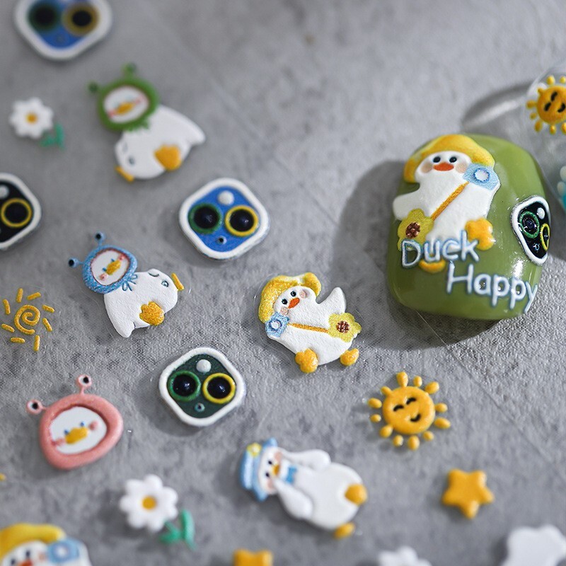 5D Spring Outing Duck Nail Art Stickers, Cartoon Nails Decal (63)