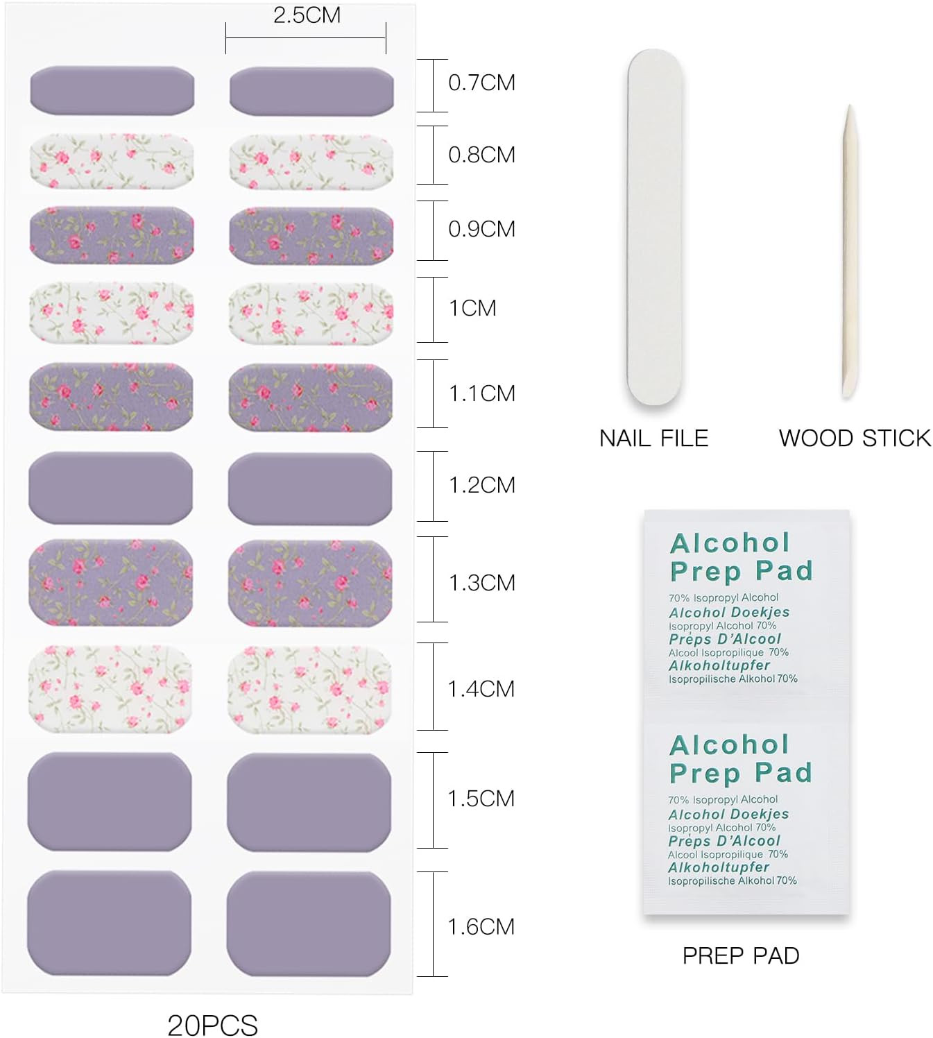 Semi Cured Gel Strips Nail Art Sticker Wrap Flower
