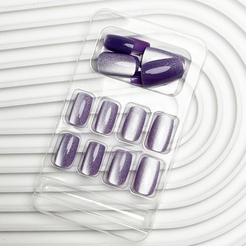 Square Press on Nails Light Purple Glitter Fake 1 Fl Oz (Pack of 24) Style 10