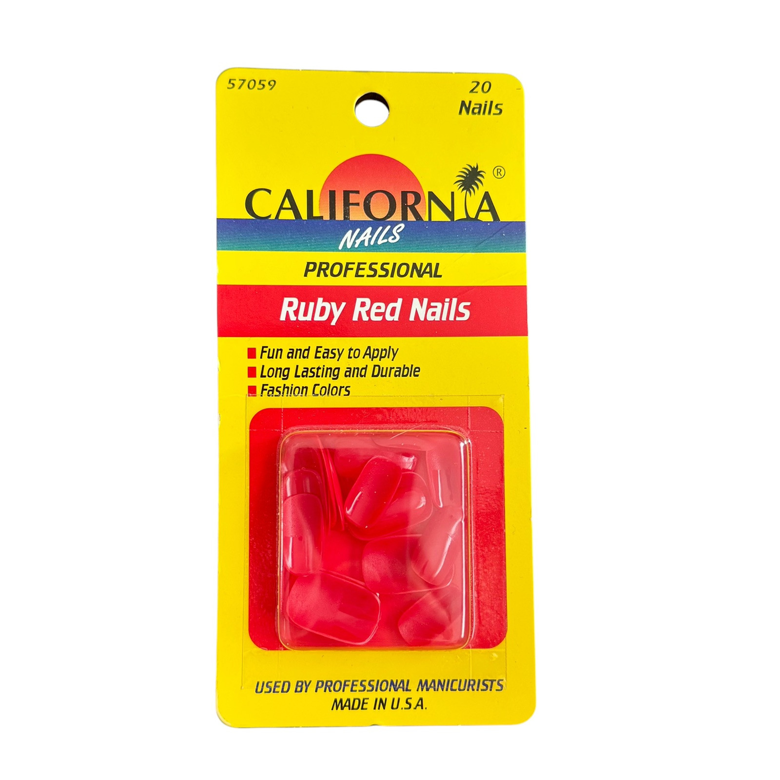 Vintage 90s 80s Red Press On Nails Ruby Party Costume Cosplay Halloween NIB