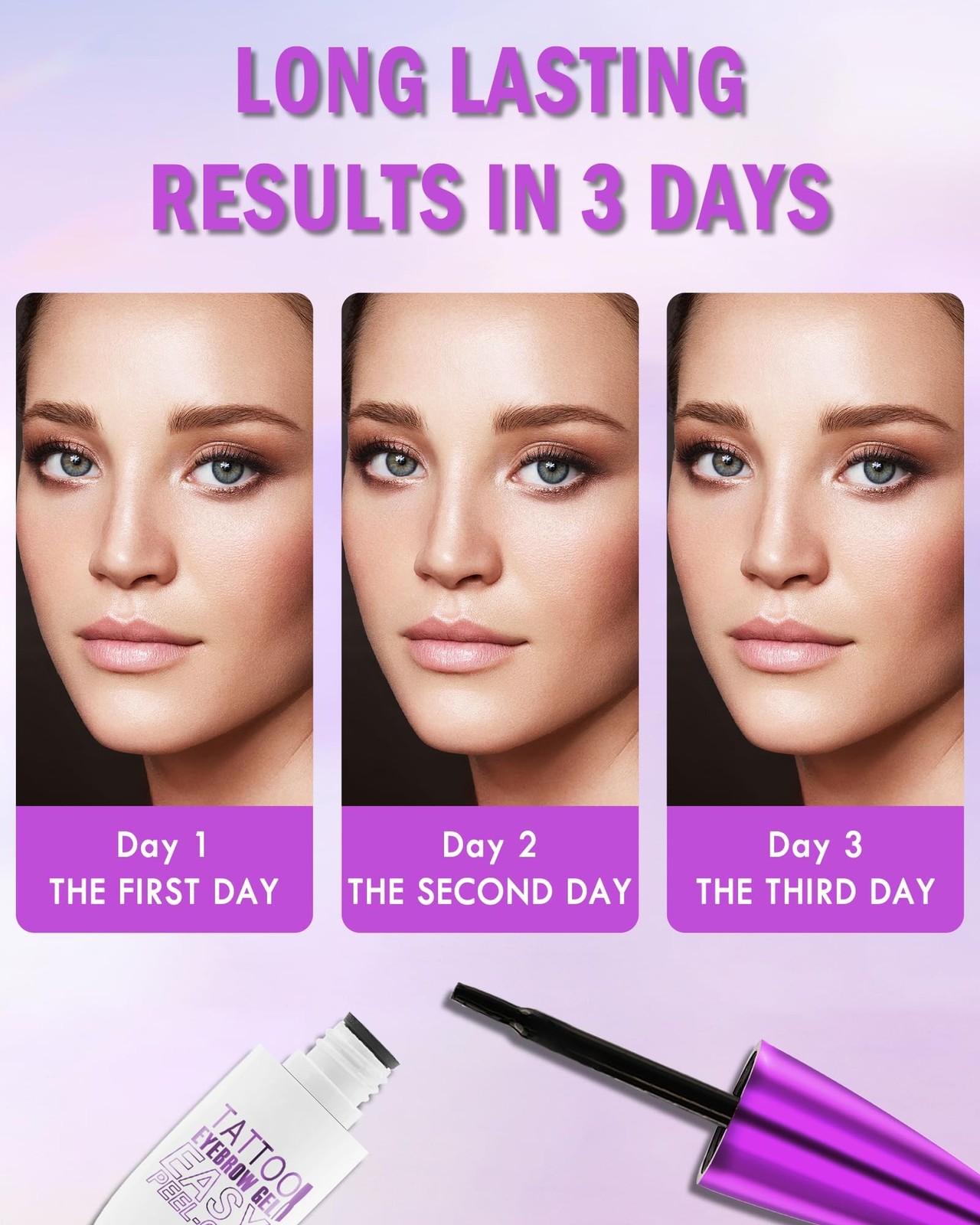Peel Off Eyebrow Tinting Gel Kit-2pcs Grey Black Tattoo Eyebrow Gel Easy Peel…