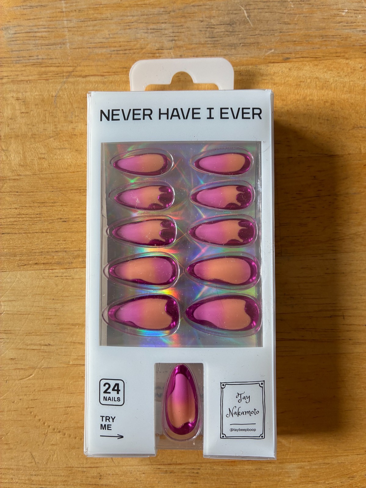 Never Have I Ever Press-On Nail Set SUNSET CHROME 24 count Taybeepboop