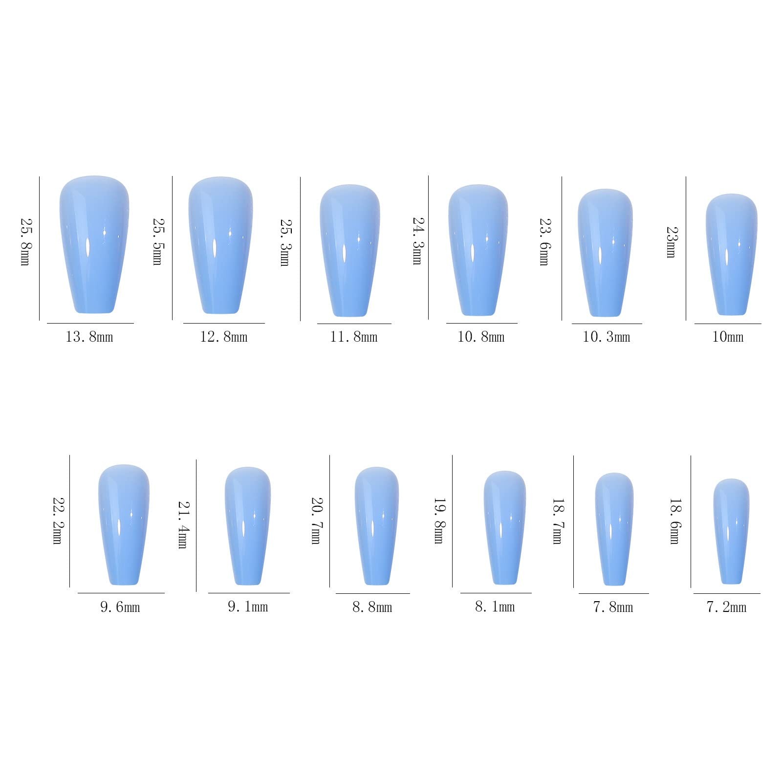 576PCS Coffin Press on Nails Medium Length 576 Piece Assortment, Transparent