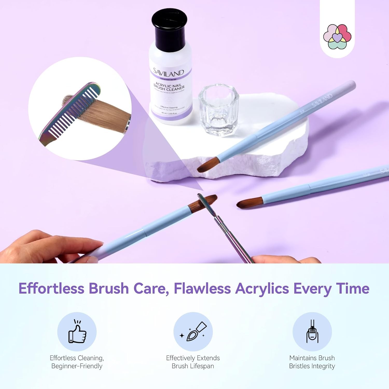 Acrylic Nail Brush with Cleaner: Size 8, 10, 14 Profal