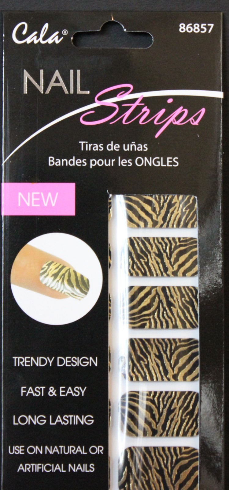 Set Of 2, Tiger and Zebra 20 Trendy Cala Nail Strips on natural or artificial