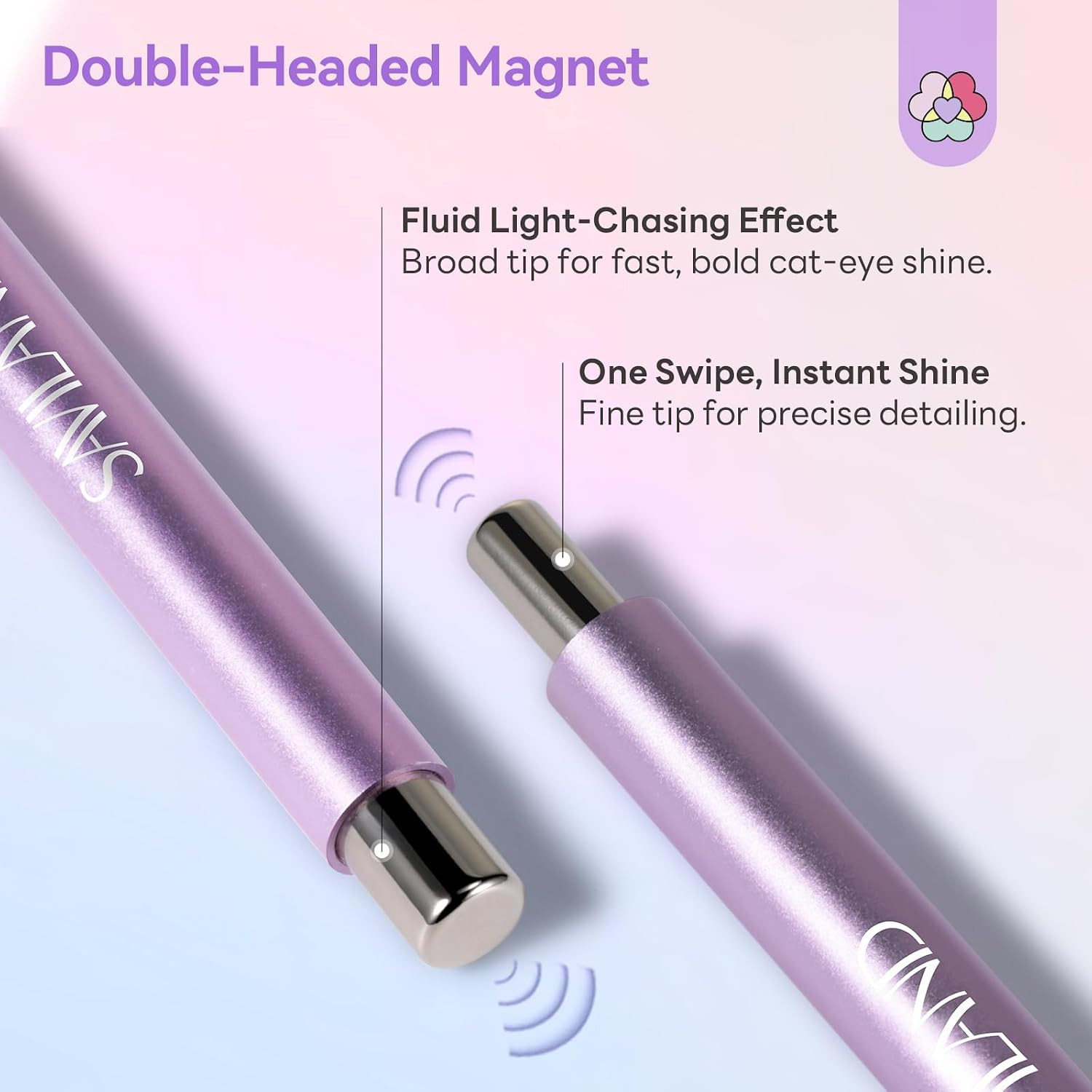 Double-Head Cat Eye Magnet Nail Magnet Pen Purple | Ball Magnets for Nails, Stur