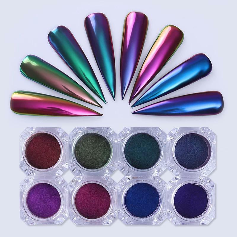 Chameleon Mirror Chrome Gradient Nail Powder Metallic Effect Duo Ombre Rainbow