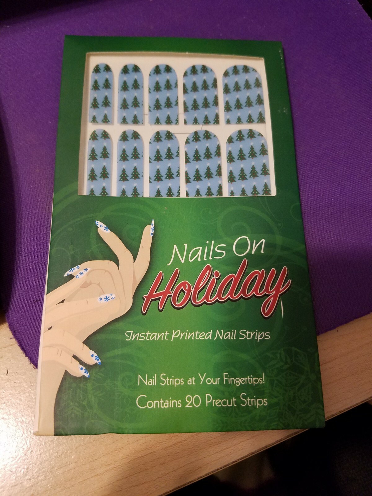 Nails On Holiday Instant Printed Nail Strips – Christmas Trees -Brand New Sealed