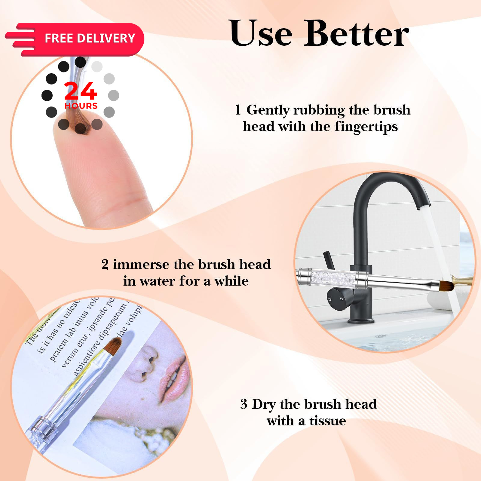 Shimmeroo Dual Ended Builder Gel Brushes for Nails,Fine Hard Brush White