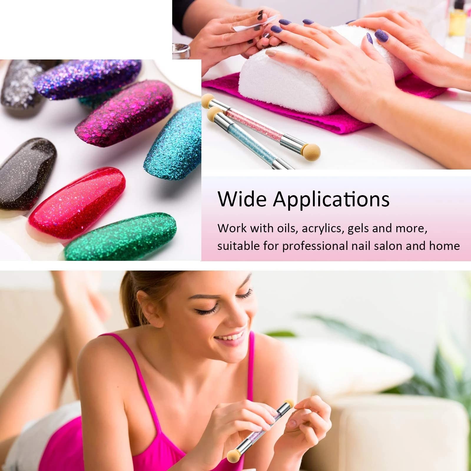 17 in 1 Set Nail Sponges for Ombre, Double-Head with 16pcs Replacement Head