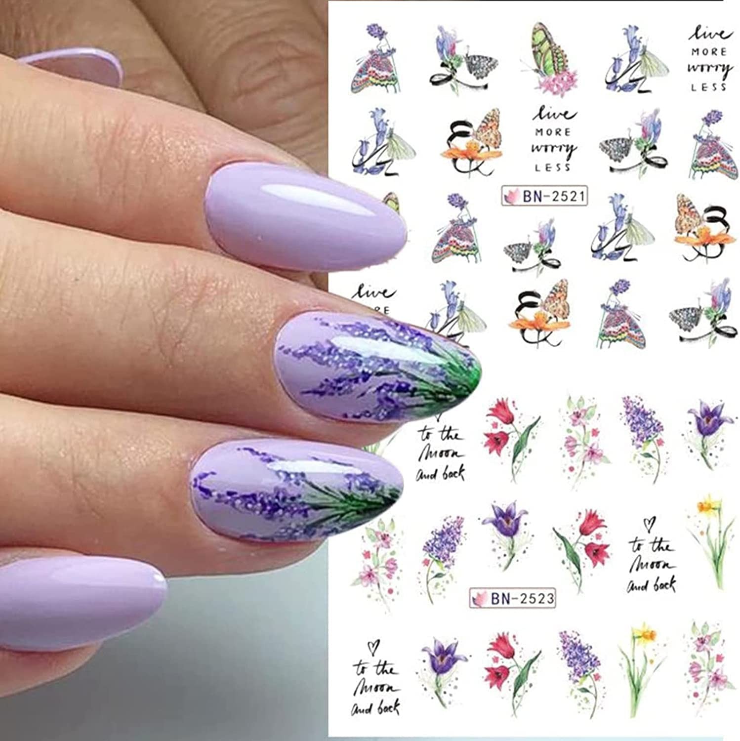 Pegatinas de uñas de mariposa Calcomanías acrílicas para decoración de uñas