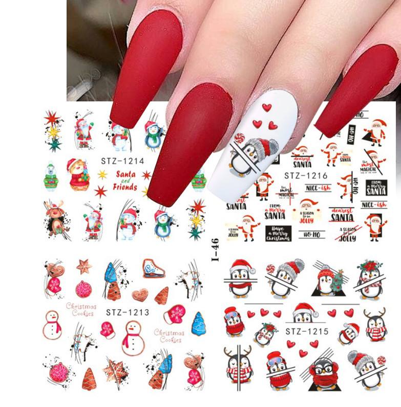 Winter Christmas Cookies Santa Star Nail Art Water Transfer Stickers I46 NS39