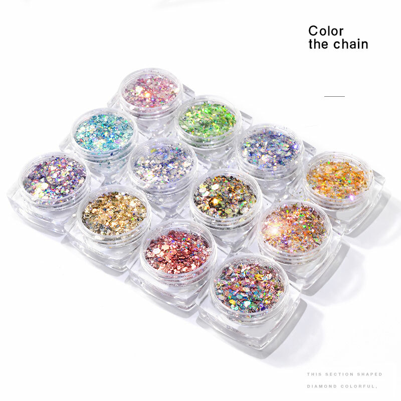 12 Colors Glitter Powder Dust Nail Art Nail Art Sequin 3D Decoration Manicure