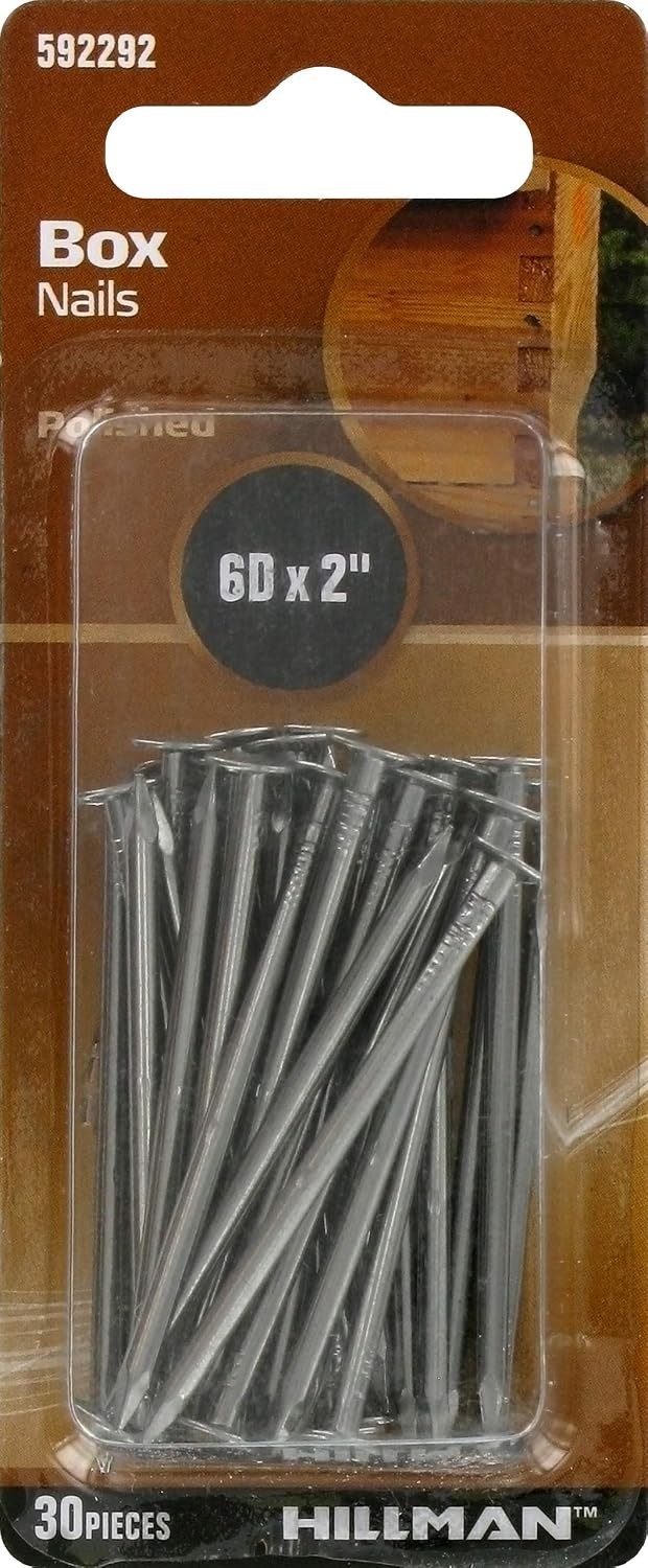 Hammer-in Polished Box Nails 6D x 2″ – 30 Pieces for Framing and Construction