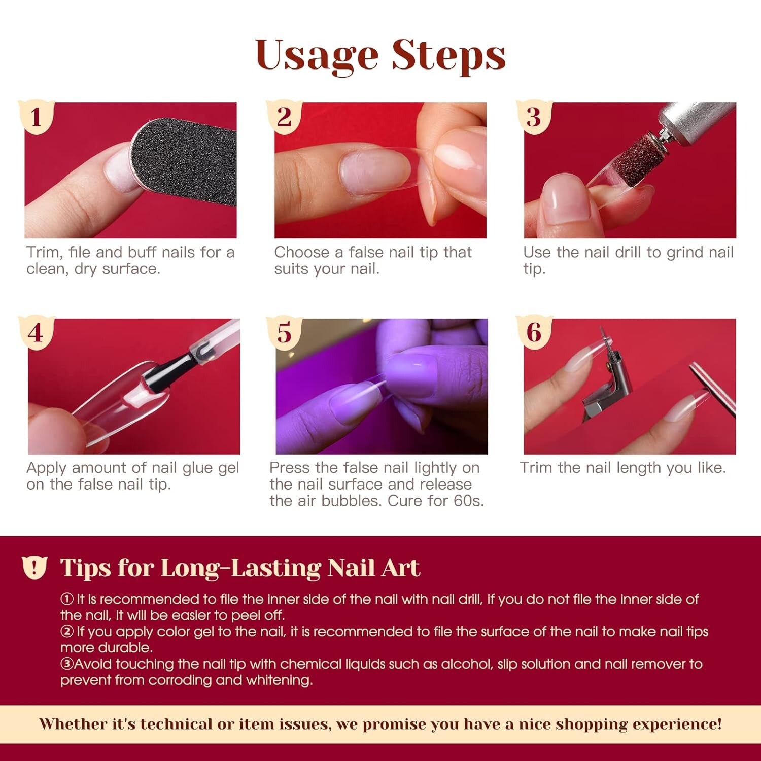 264PCS Half Matte Long Coffin Soft Fake Nail Tips, ROSALIND 12 Size Soft Full Co