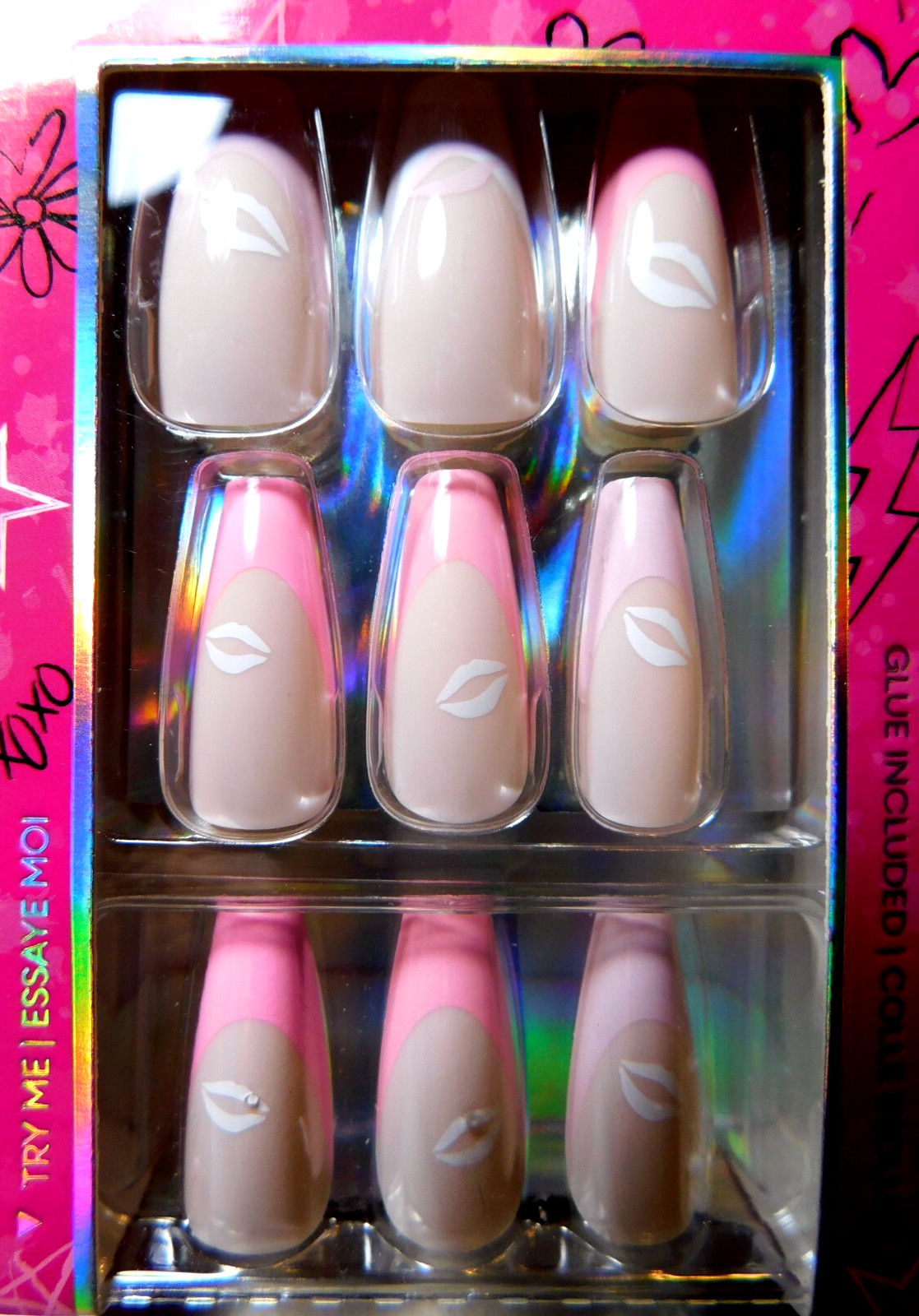 CBI Distributing Corp.~Icing 24 Faux Nails Vegan Pink, Tan, & White Lips