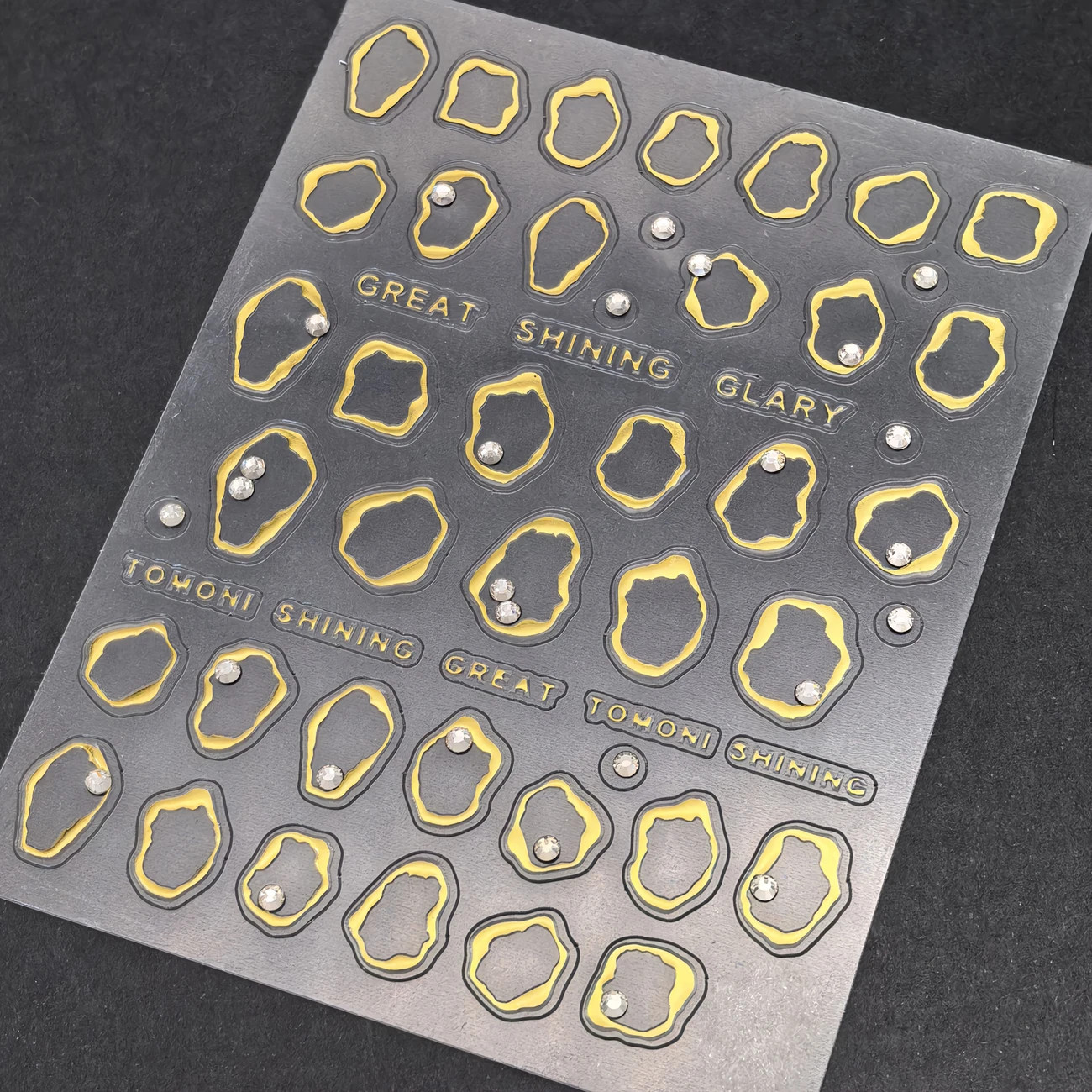Sparkling 3D Crystal Diamond Nail Art Stickers – Metallic Irregular Frame Design