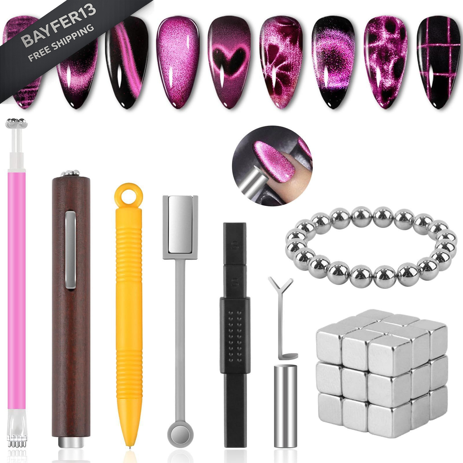 54PCS Cat Eye Nail Magnet Set, EBANKU Gel Polish Mixed-54PCS