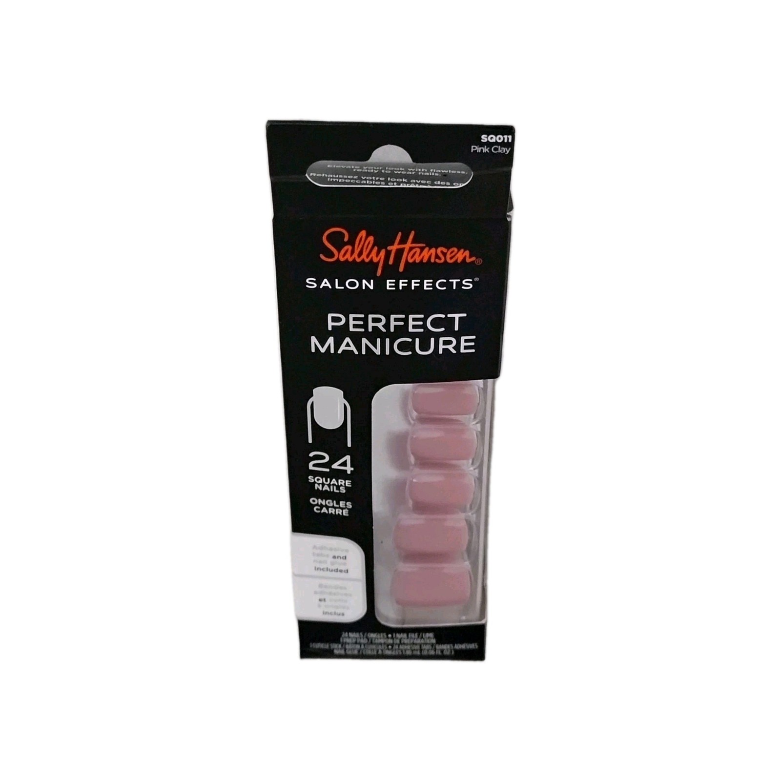 Sally Hansen SALON EFFECTS PERFECT MANICURE 24 SQUARE Press On Nails PINK CLAY