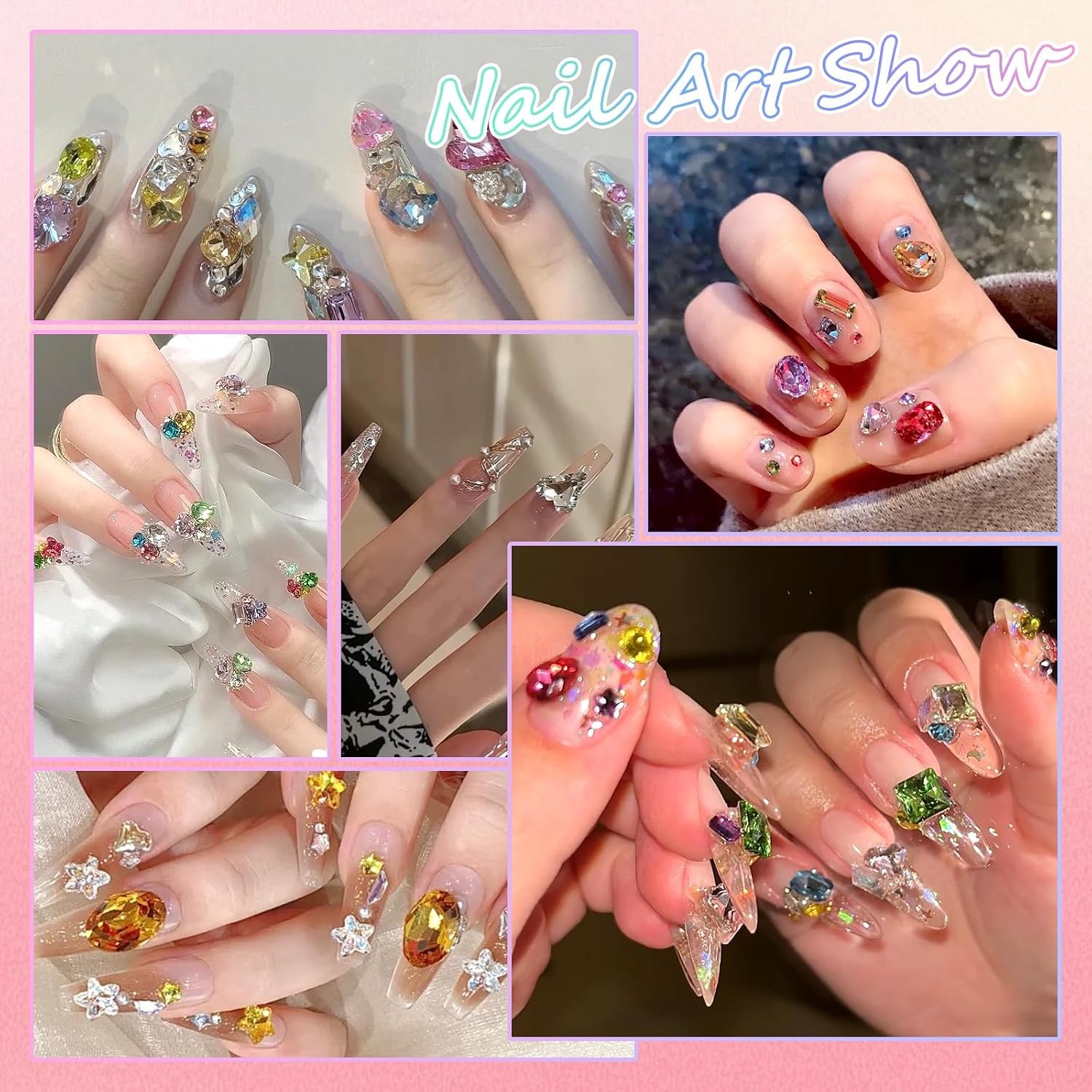 Laza 400pcs Colorful Nail Art Rhinestones 3D Multi Shape Gems
