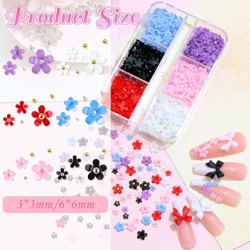 2 Boxes 3D Nail Charms Set Mix Color Bow Charms for Nails Colorful Acrylic