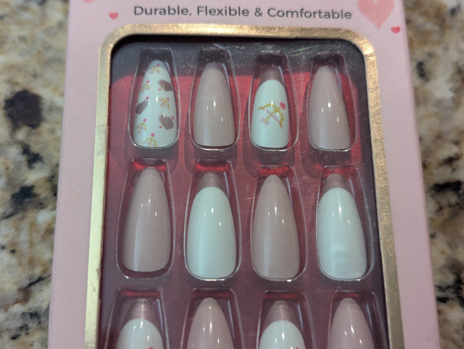 Cala Glam Couture Valentine Heart Nails Pink 24 count Medium