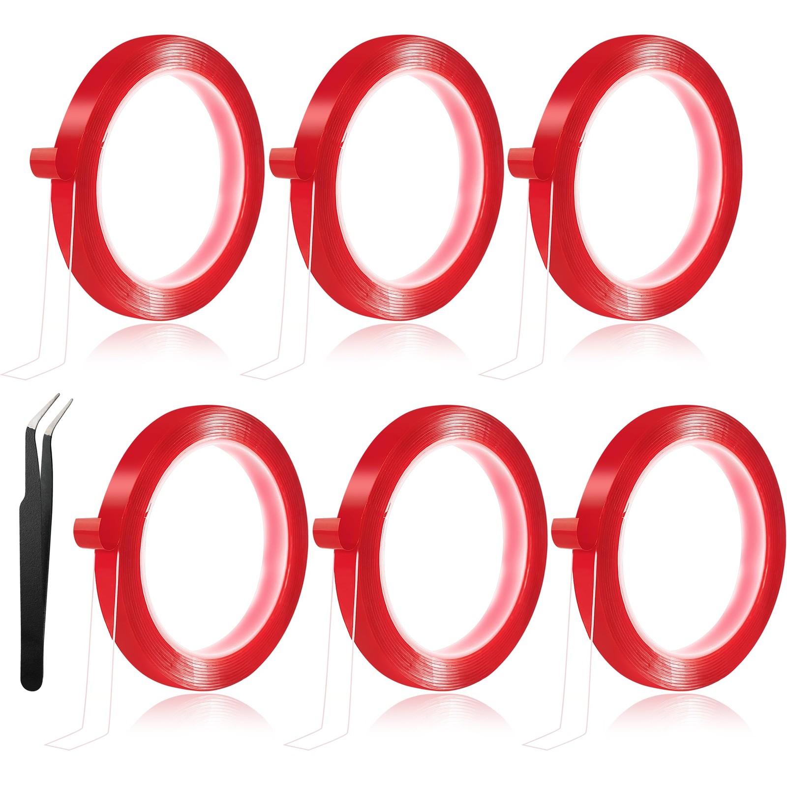 6 Rolls Double Sided Tape Nail for Press On Nails 12 inches, Clear