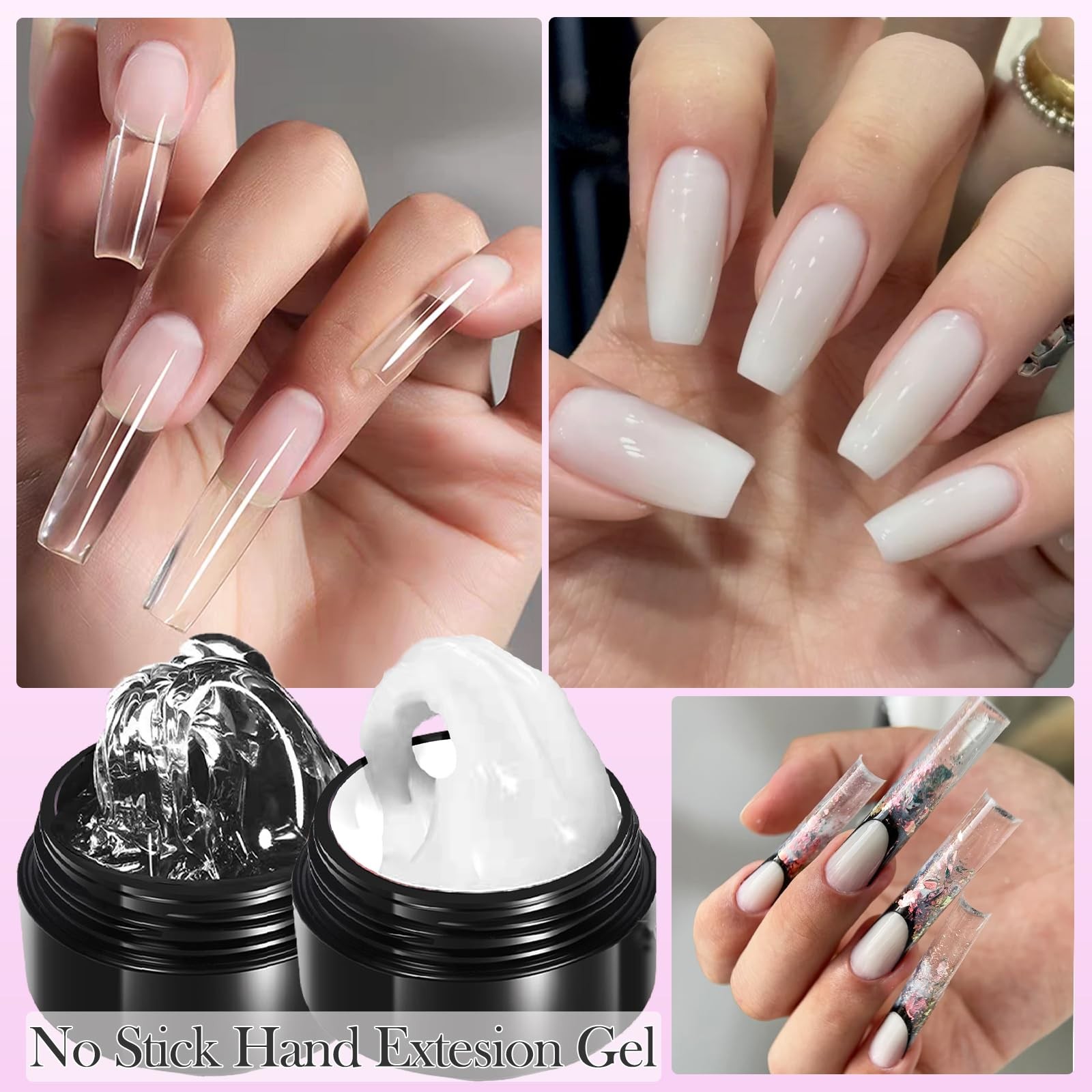 YEPYEPGO 3D Nail Art Gel Clear and White Solid 0.25 Fl Oz (Pack of 4), 2COLOR