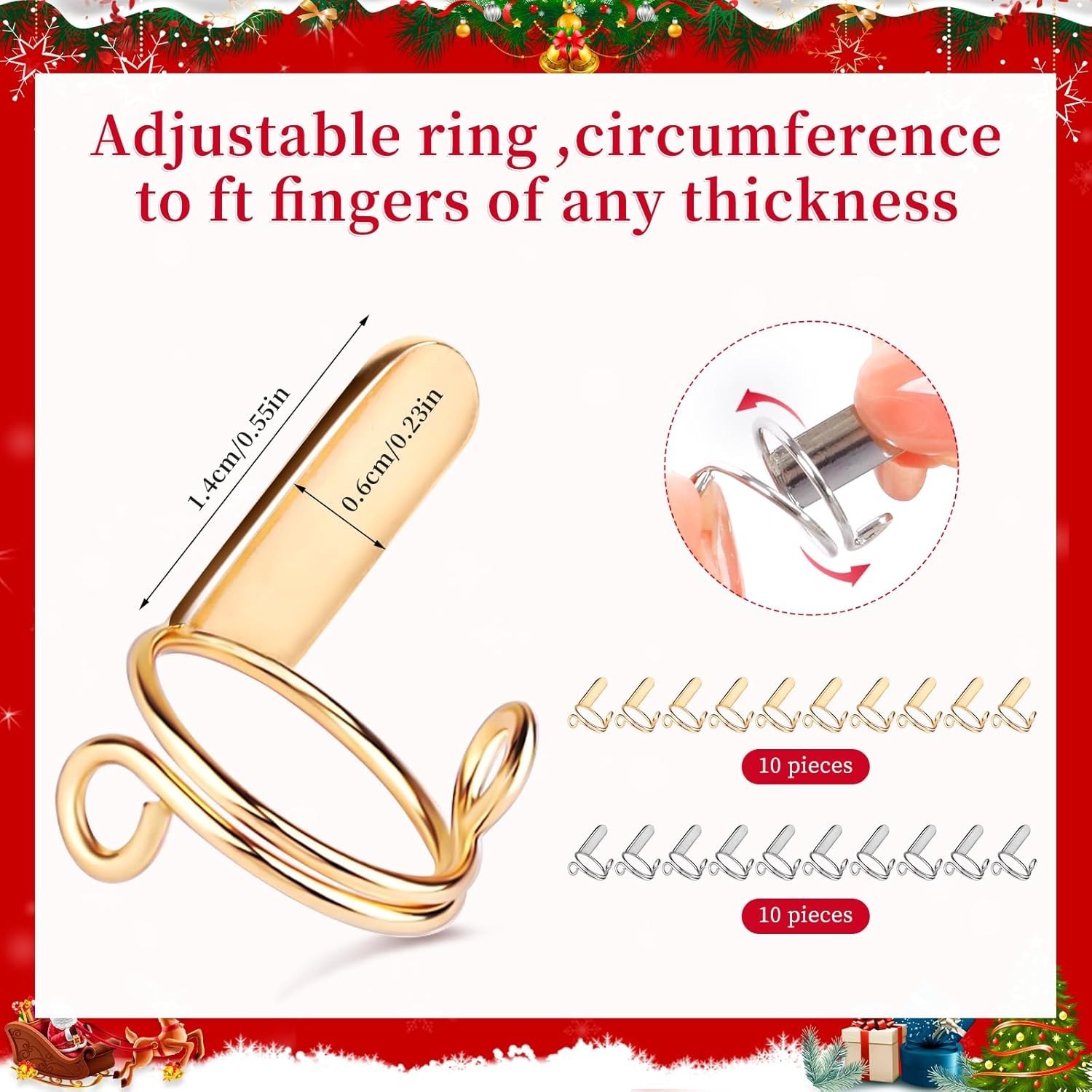 20Pcs Wudu Nail Rings Reusable with 120 Adhesive Tabs Gold & Silver Muslim