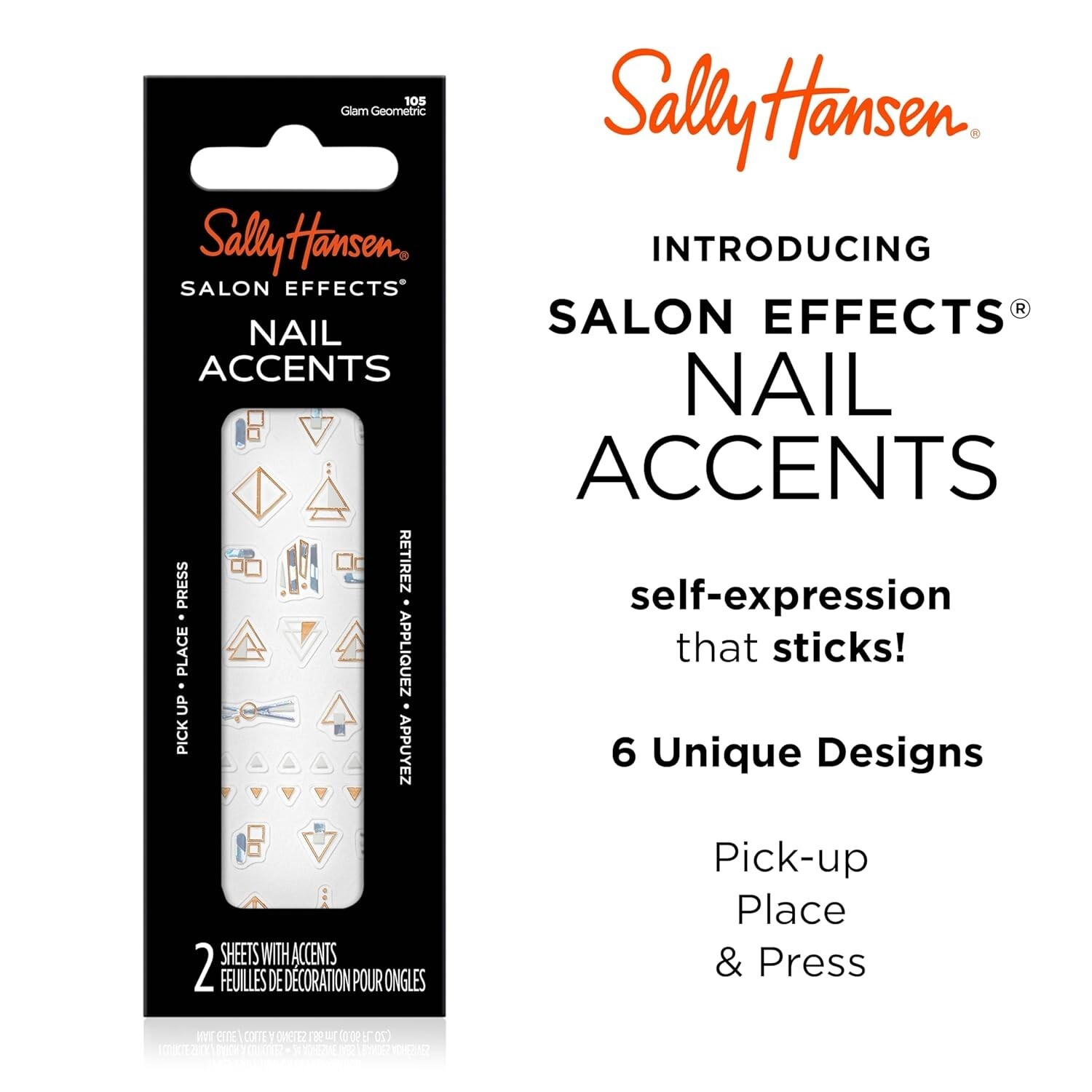 2 NEW Sally Hansen Salon Effects nail accents stickers SWEET LIFE GLAM GEOMETRIC