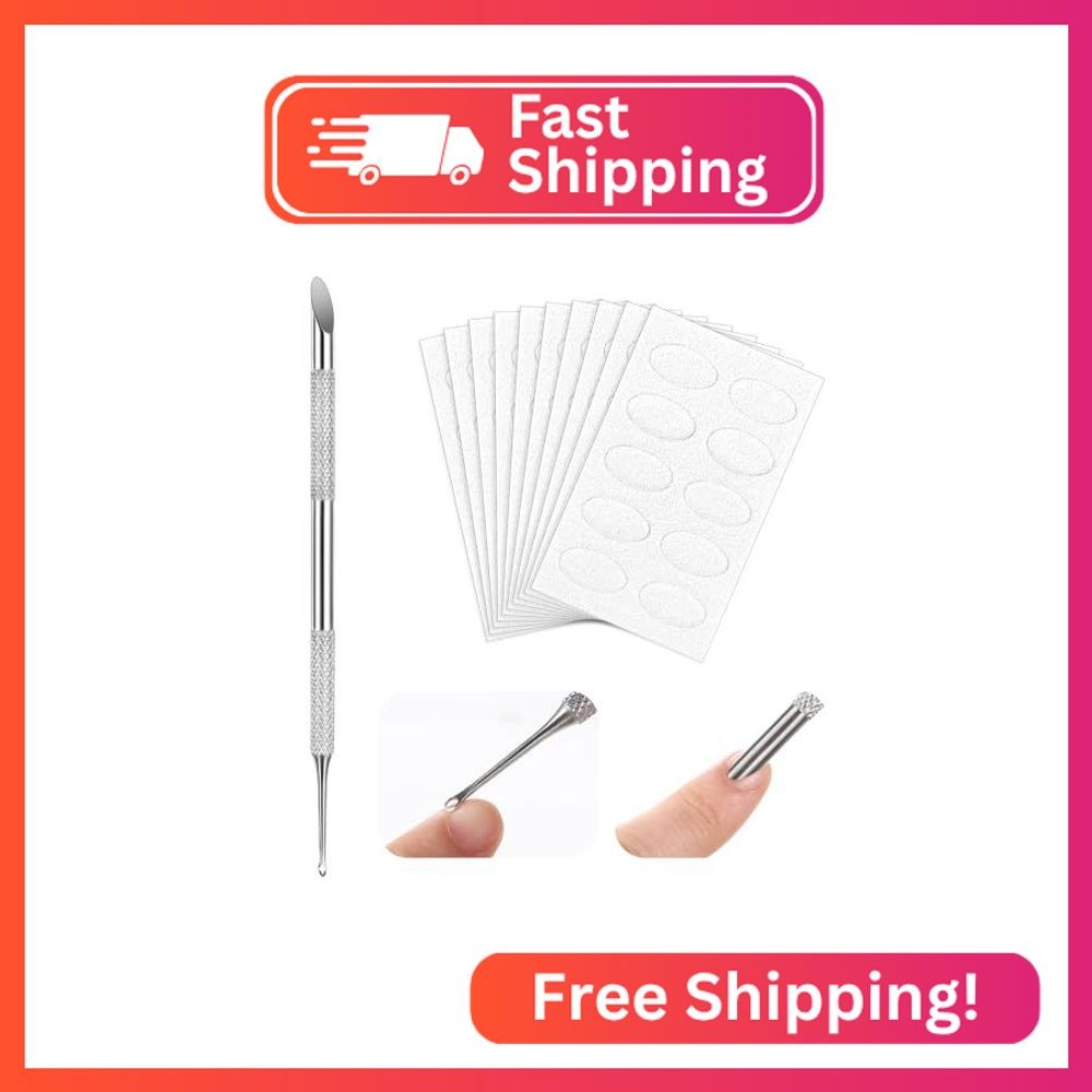 TIESOME Metal Cuticle Pusher, Circle Bevel Double-Ended Nail Cuticle Pusher Tool