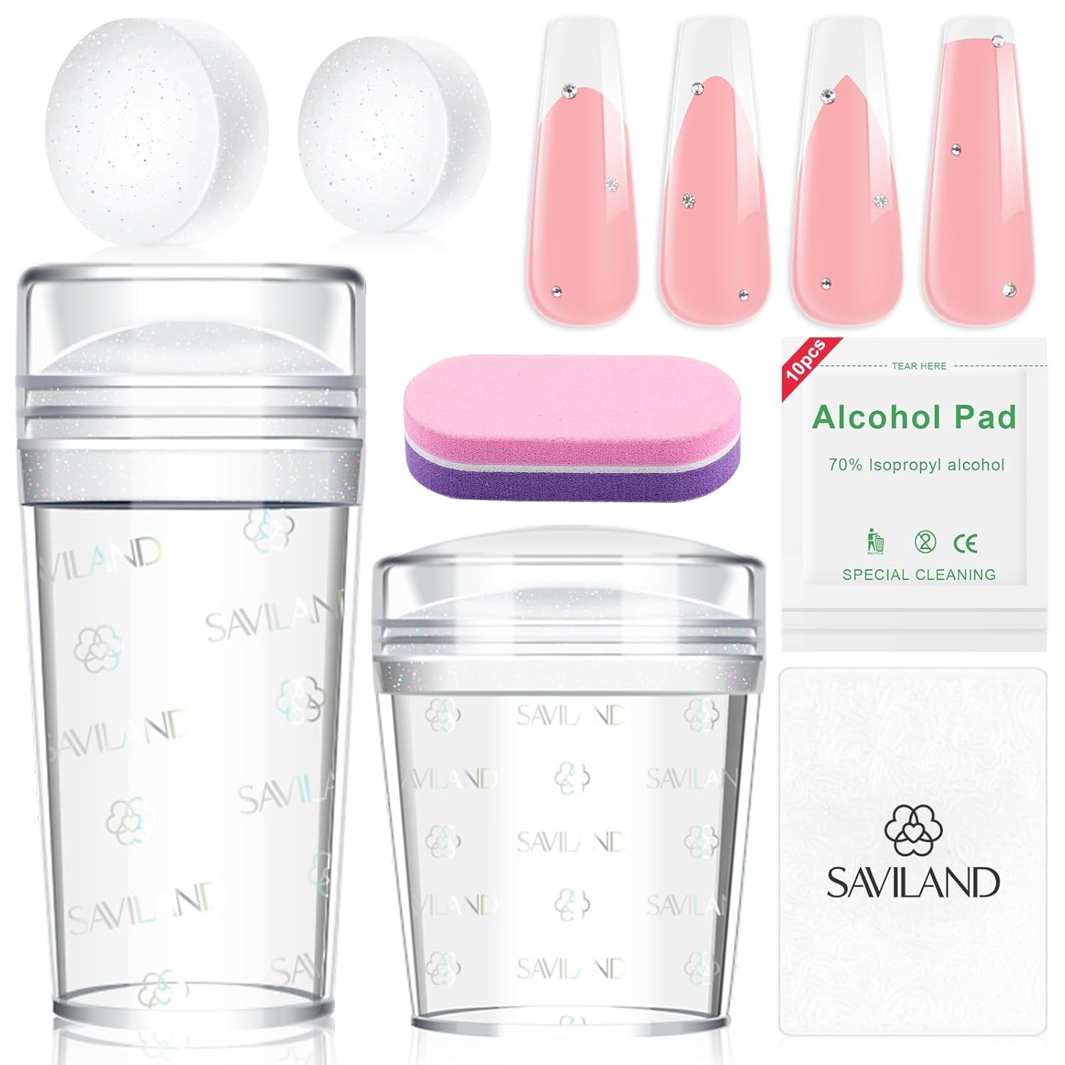 French Tip Nail Stamp: 4PCS Nail Art Stamper Kit Clear Silicone Nails Stamping L