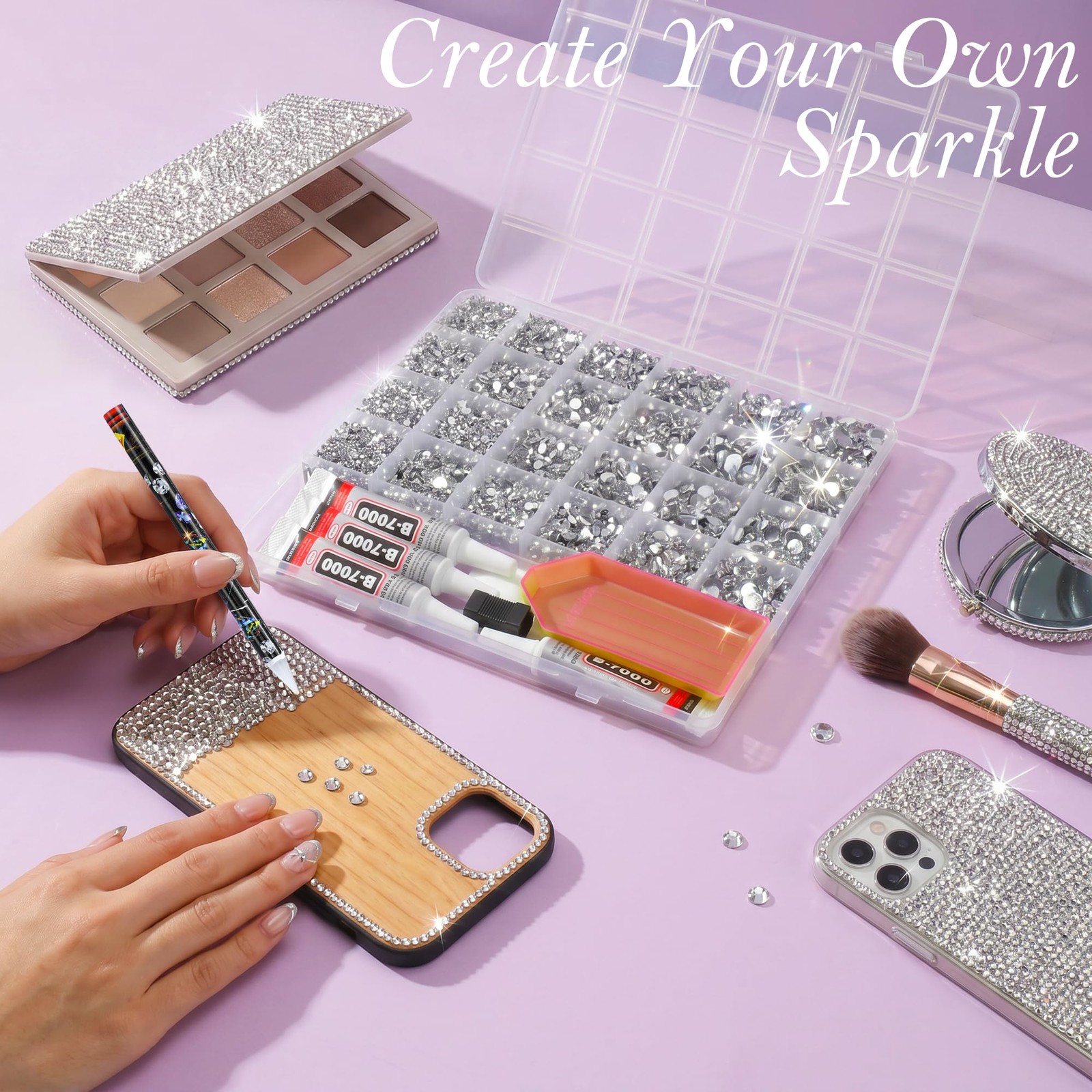 LOTWOW Silver Bedazzler Kit with Rhinestones