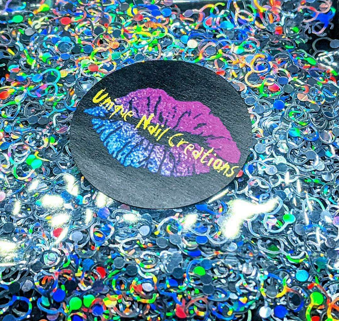 STETHOPOPE 8MM HOLOGRAPH SILVER GLITTER~Nail•Acrylic•Gel•Body Art•Face•Festival