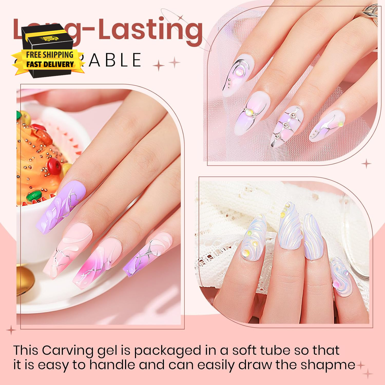 3D Nail Art Gel Clear Sculpting Gel for Nail Art Design DIY 3D Molding Gels for