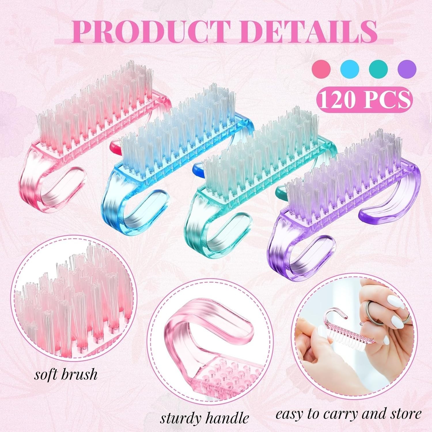 Multicolor Nail Cleaning Brushes Set