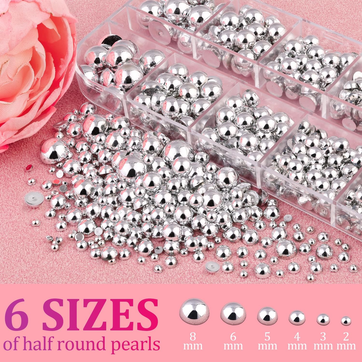 Flatback Nail Pearls Silver Nail Charms and Gems Pearl for Nails