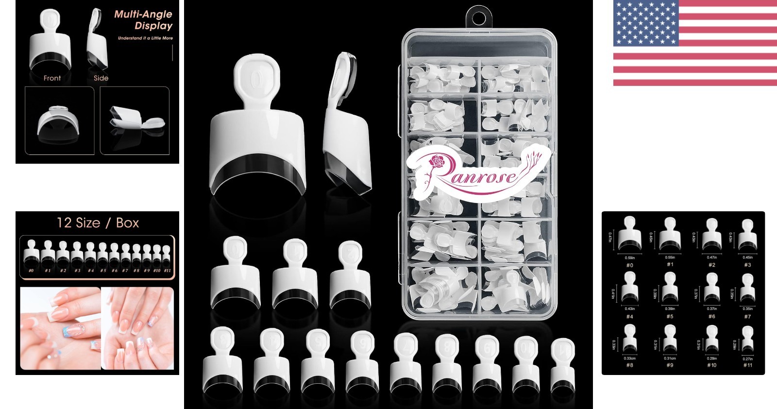 120PCS French Fake Nails Short Square Half Cover Acrylic Nail Tips Box