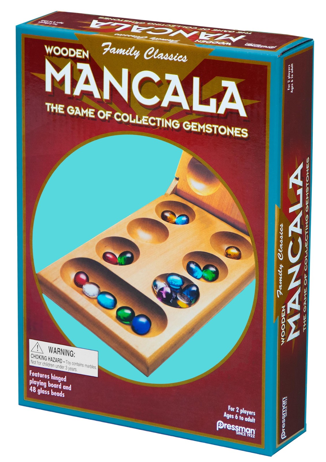Pressman Mancala Board Game | Fun Classic Table for 1 pack, Green/Blue/Red