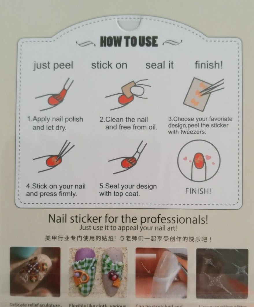 Cartoons, Flowers, Kawaii, Fruit, Nail Art Stickers, Self- Adhesive, “PICK”