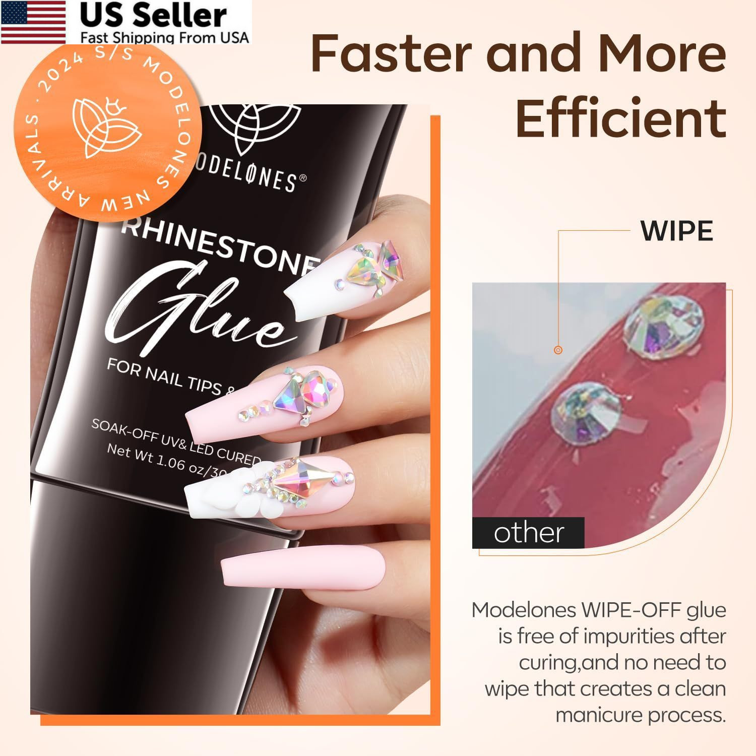 Modelones 4-in-1 Rhinestone Glue 30g Super Strong Press On Nails Gem Art Glue