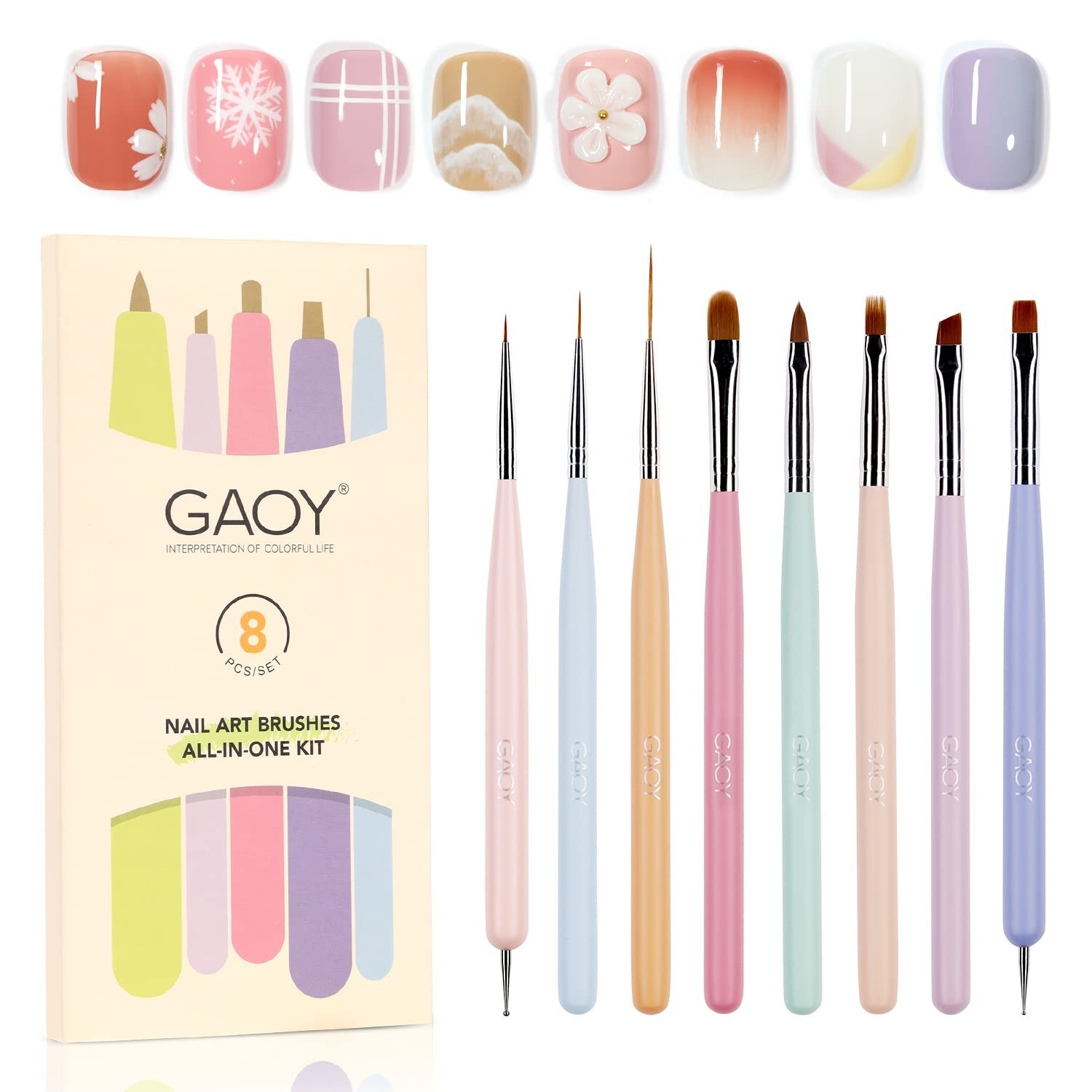 GAOY 8 Pcs Nail Brushes for Nail Art, Nail Design Tools for Nail Detail Paint…
