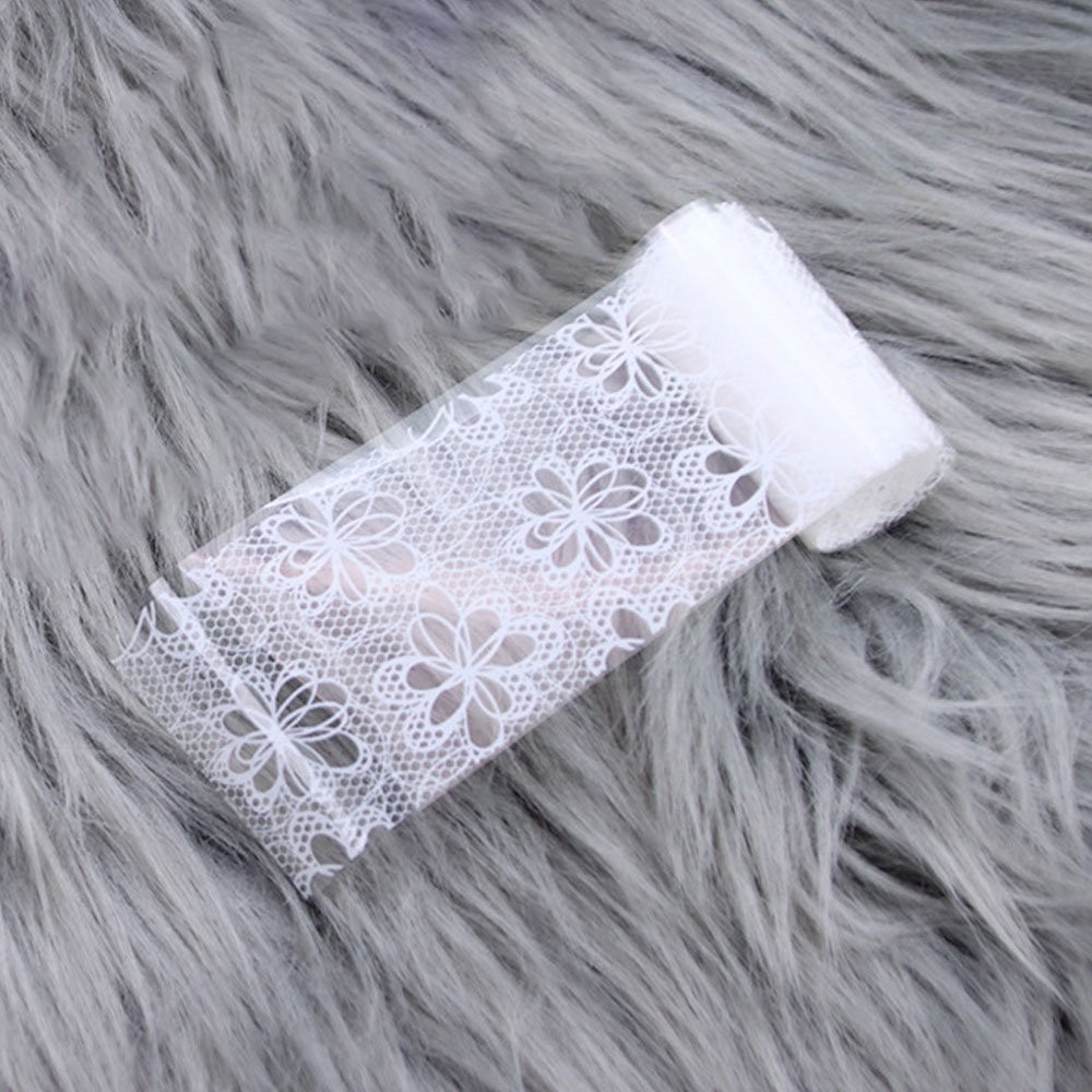 10 Rolls Sexy Lace Nail Foils Black White Transfer Paper Nail Art Stickers AE