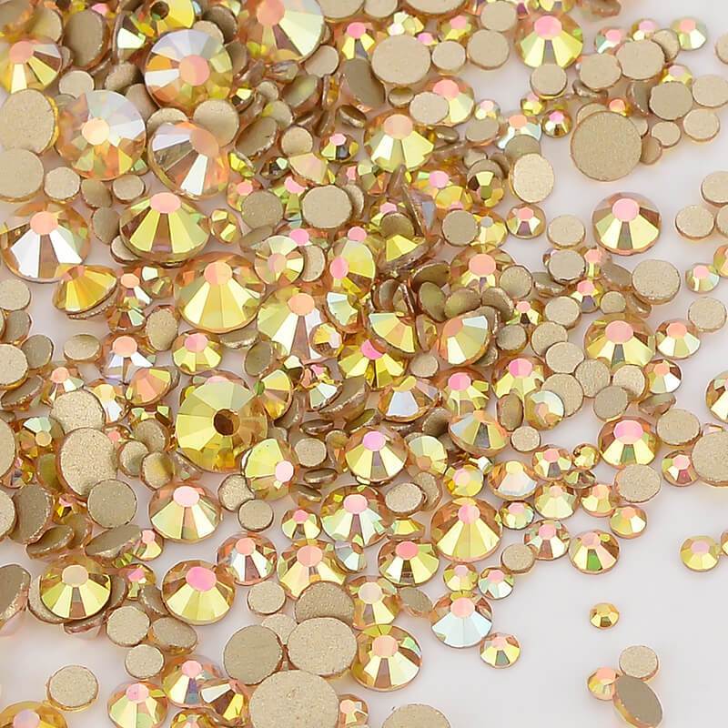 1440pcs Mix Size Metal Sunlight FlatBack Rhinestones Nail Art Crystal SS3-SS20