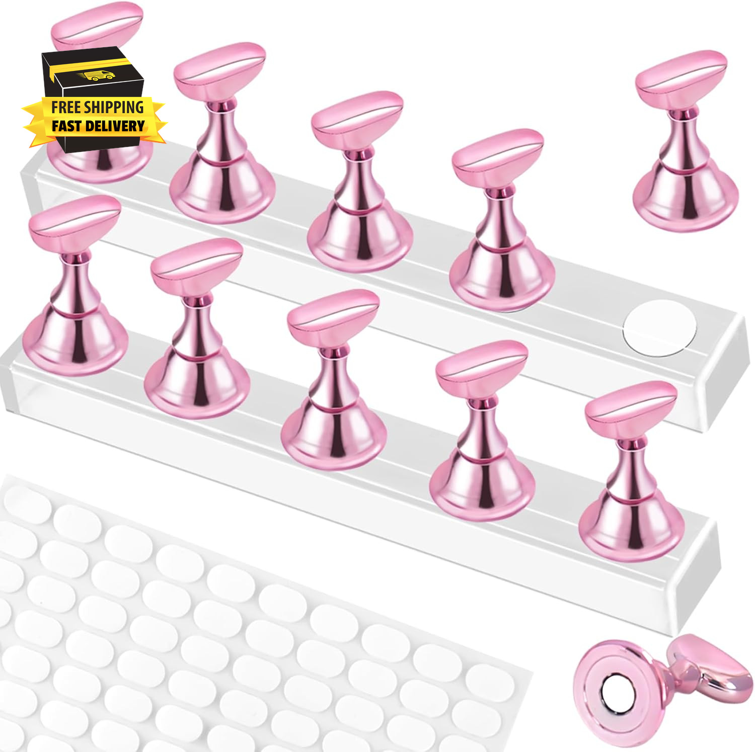 2 Set Nail Stand,Nail Holder Stand with 100 Pcs Double Sided Tape,Press on Nail