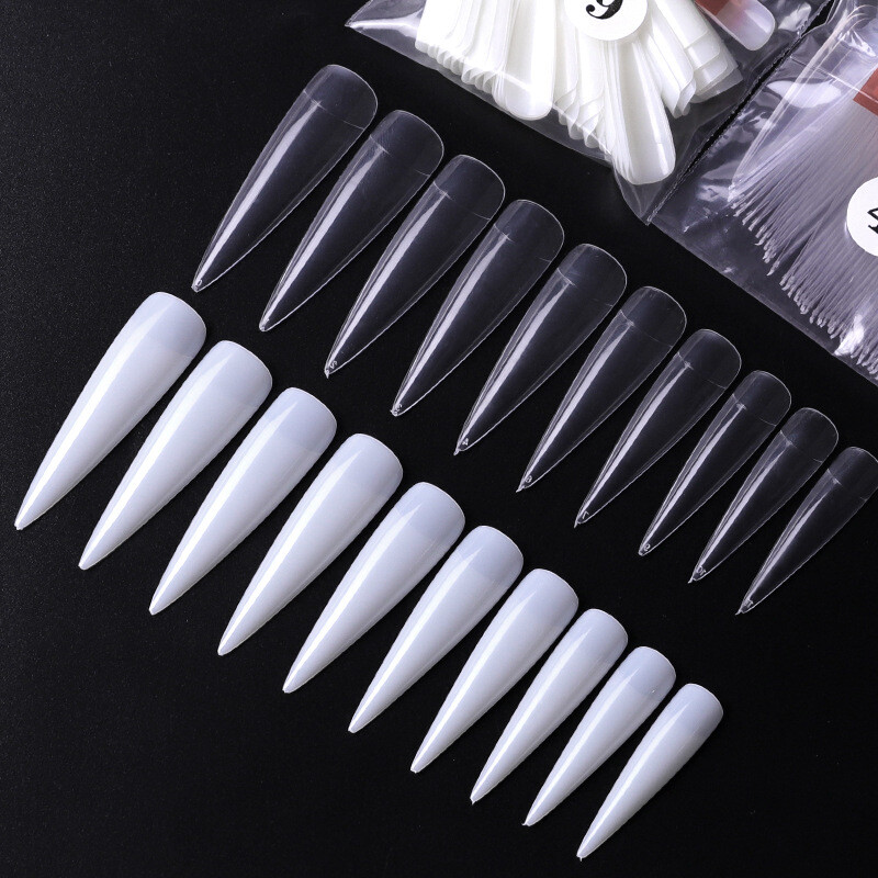 500 Pcs Long Stiletto Pointed False Nail Tips Half Nails Fake Tip Salon Manicure