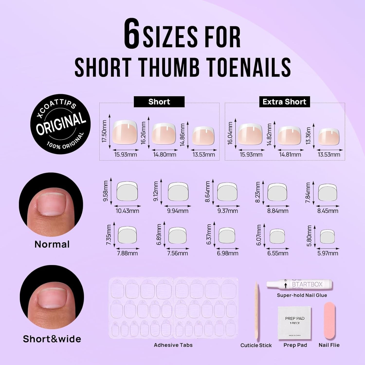 Fake Toe Nails Short White French Tips Gel Material Perfect Fit Easy Application