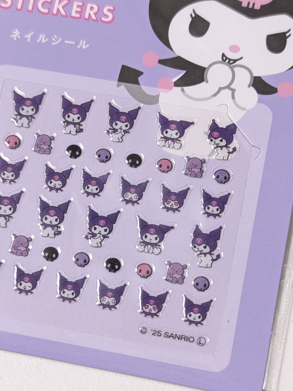 New Sanrio Kuromi Nail Art Stickers Decals Kawaii Purple Japan