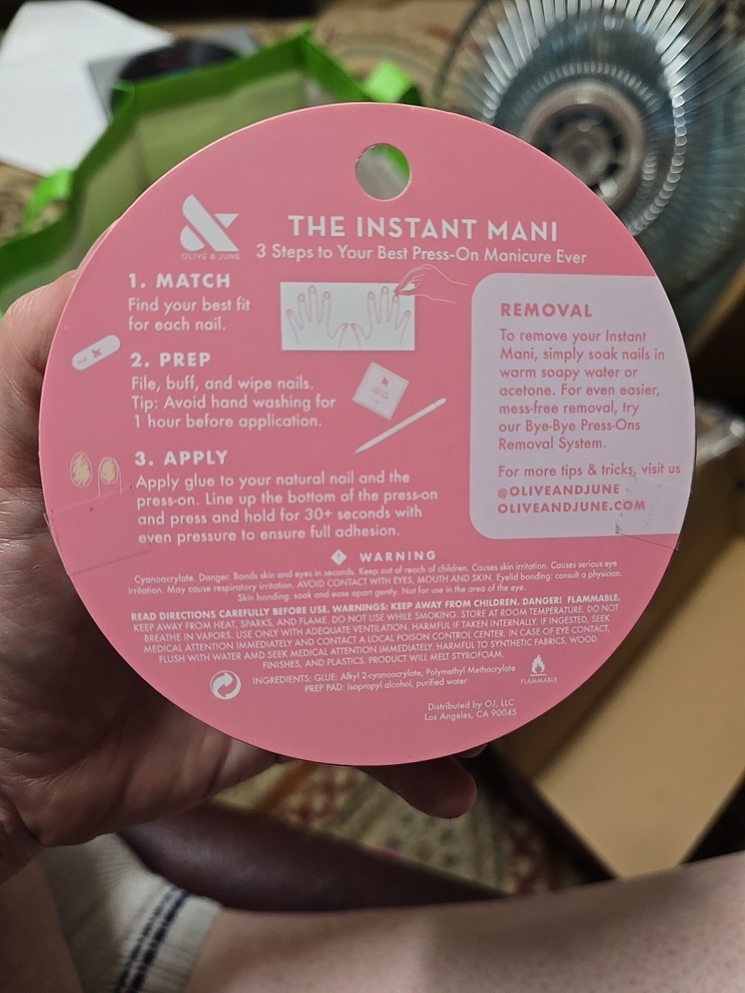 The Instant Mani Press On Nails Length Short 42ct Red Pink Hearts Glue Prep Pad