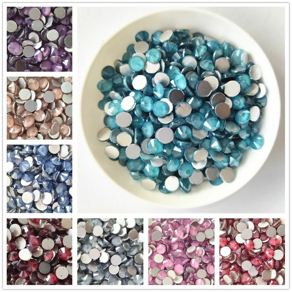 830pcs Luminous Neon Flatback Crystals SS6-SS20 Glue On Fluorescent Rhinestones